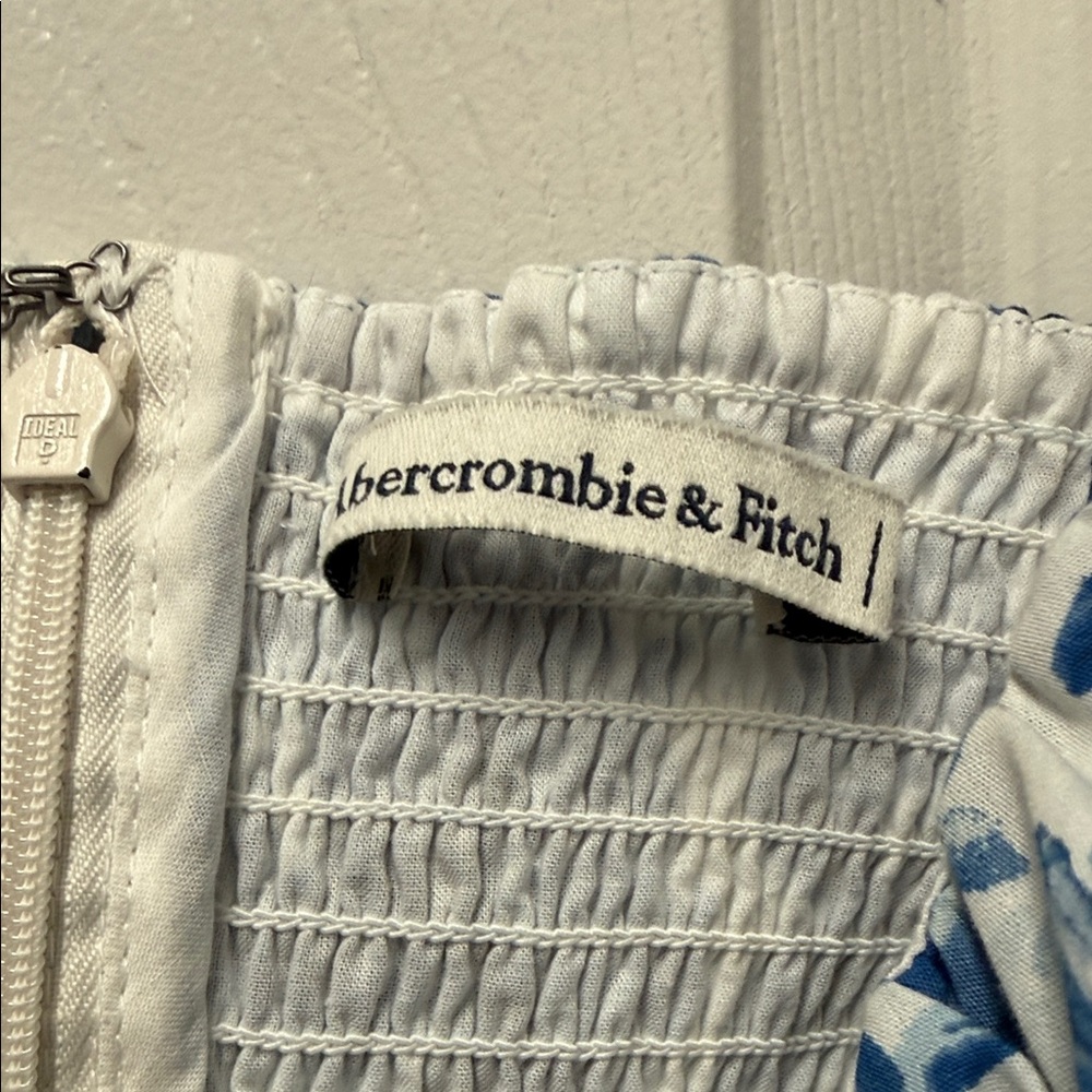 Abercrombie & Fitch White Midi Dress with Blue Floral Print - Picture 2 of 4